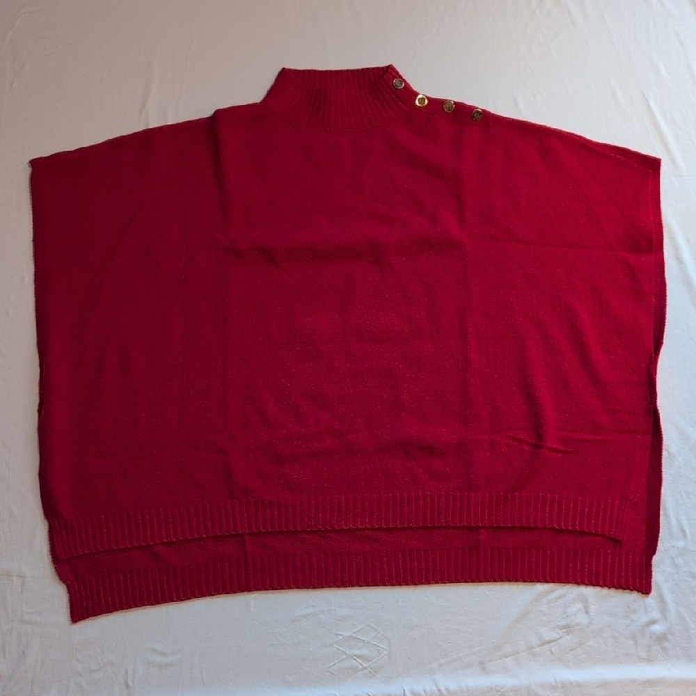 J. Crew Red Cowl Neck Sweater with Button Detail
